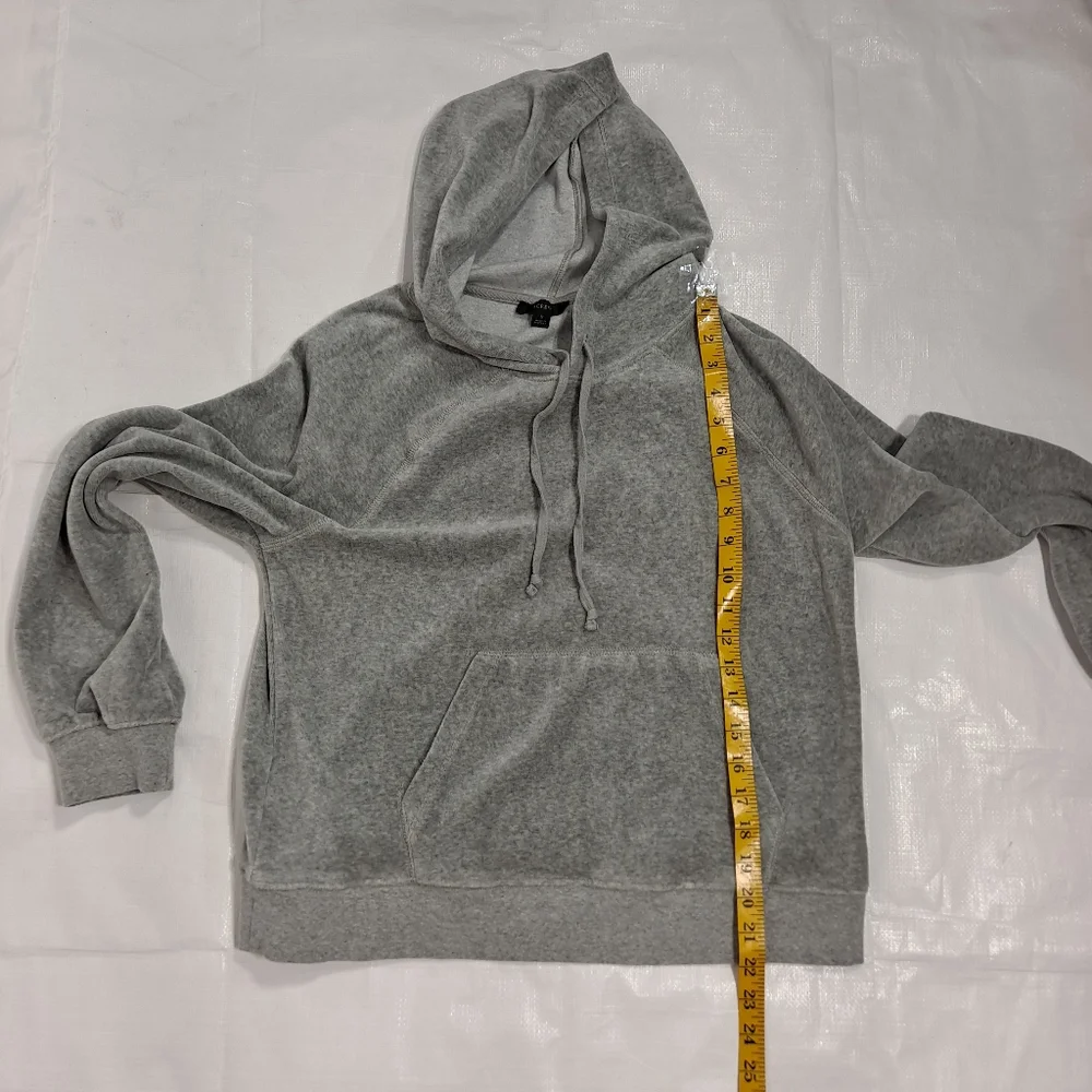 J. Crew Grey Relaxed Velour Pullover Hoodie